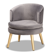 Baxton Studio Baptiste Glam and Luxe Grey Velvet Fabric Upholstered and Gold Finished Wood Accent Chair